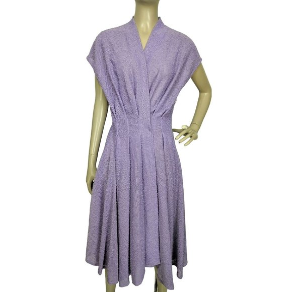 Vintage 60's Julie Miller of California Purple Wool Blend Boucle Wrap Dr… - Picture 1 of 7